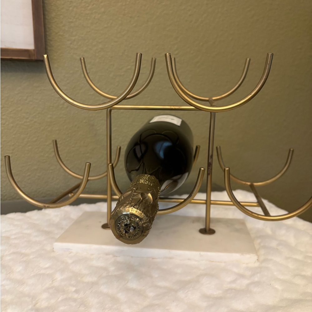 Elegant Gold Wine Rack with Marble base